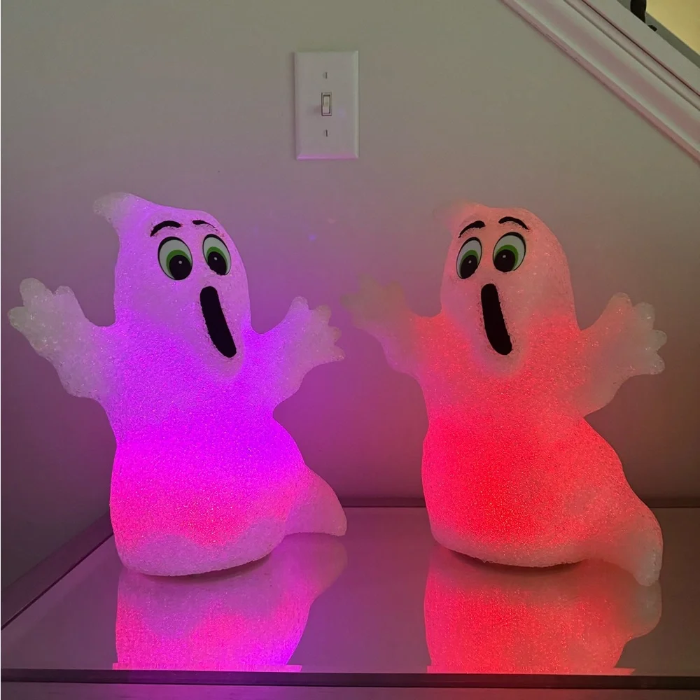 VINTAGE POPCORN PLASTIC COLOR CHANGING HALLOWEEN GHOSTS BUNDLE OF 2 - Picture 4 of 4